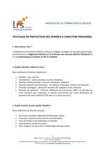 Politique de protection des données à caractère personnel RGPD