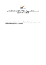 Rapport 2025 d'évènements indésirables