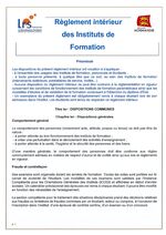 Règlement intérieur des instituts de formation la Musse